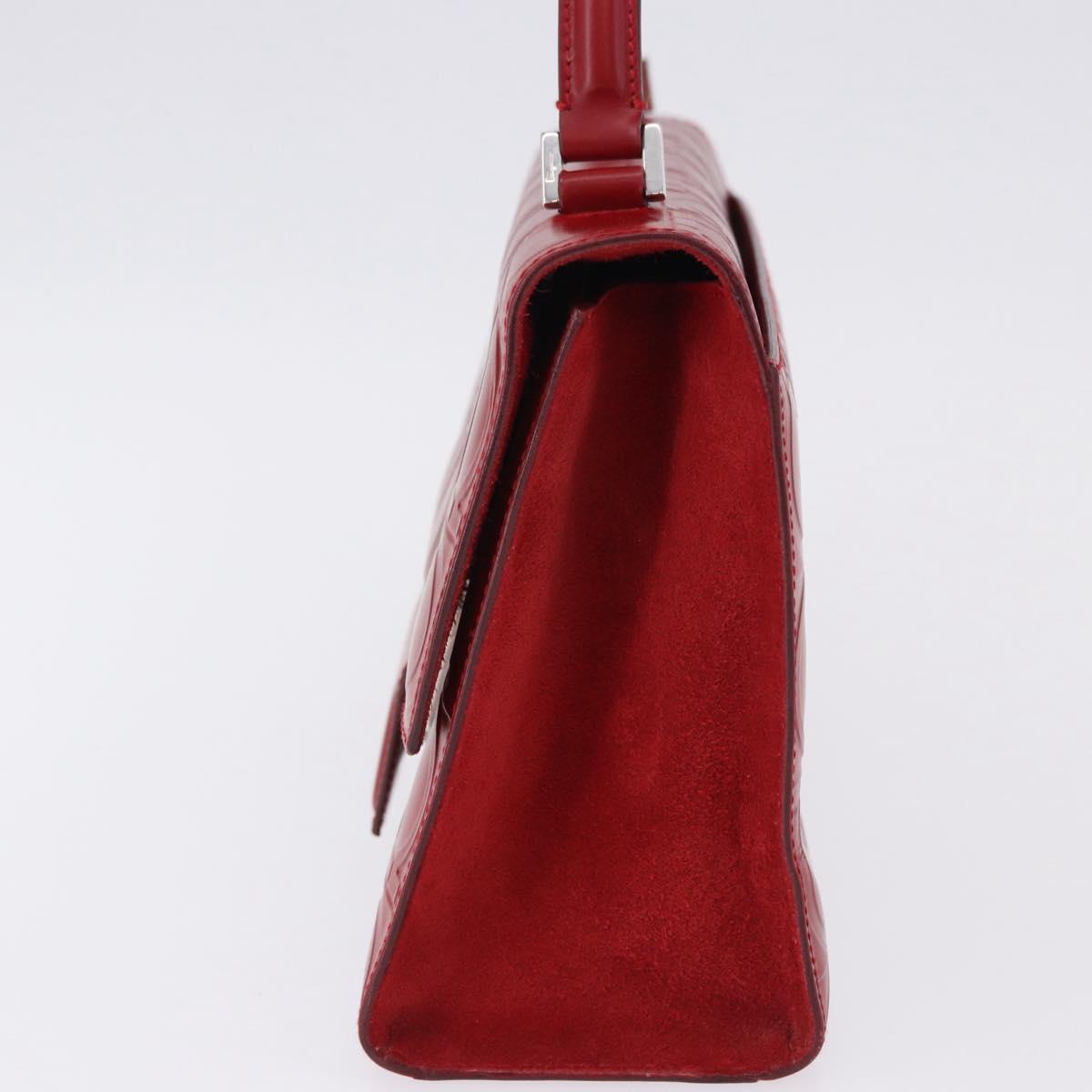 Salvatore Ferragamo Gancini Hand Bag Leather Red Silver Auth ka5534