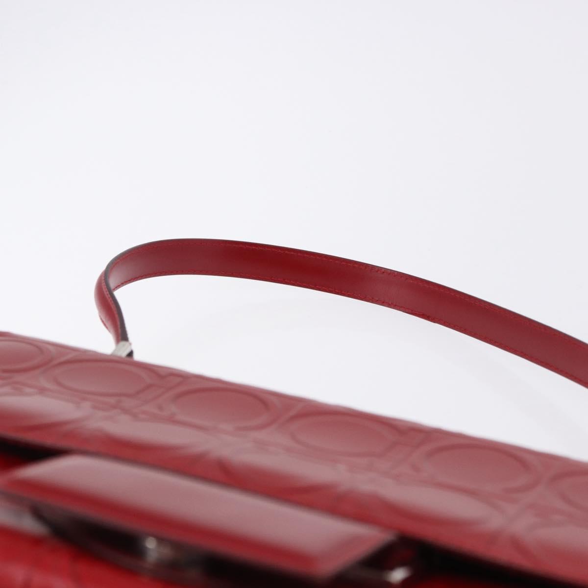 Salvatore Ferragamo Gancini Hand Bag Leather Red Silver Auth ka5534