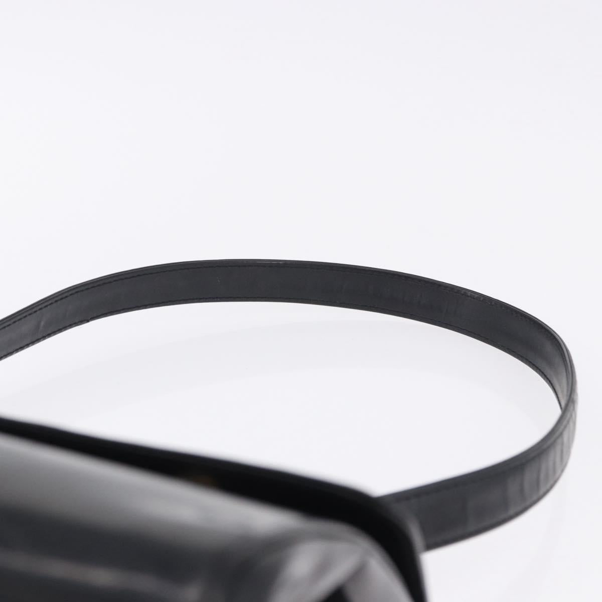 Christian Dior Shoulder Bag Patent Black Gold Tone Auth ka5543
