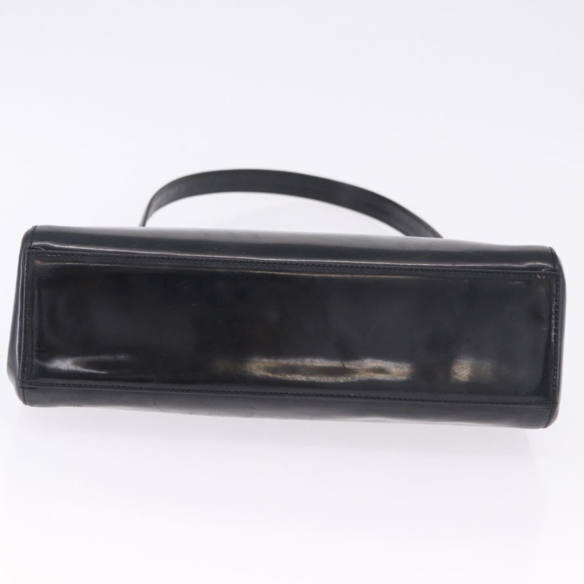 Christian Dior Shoulder Bag Patent Black Gold Tone Auth ka5543