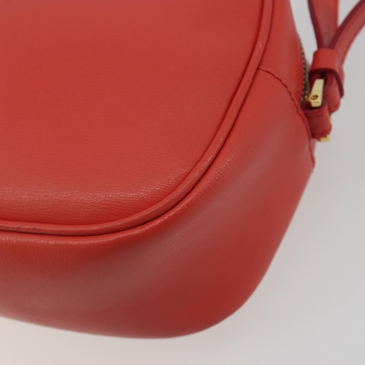 Salvatore Ferragamo Gancini Shoulder Bag Leather Orange Gold Tone Auth ka5544A