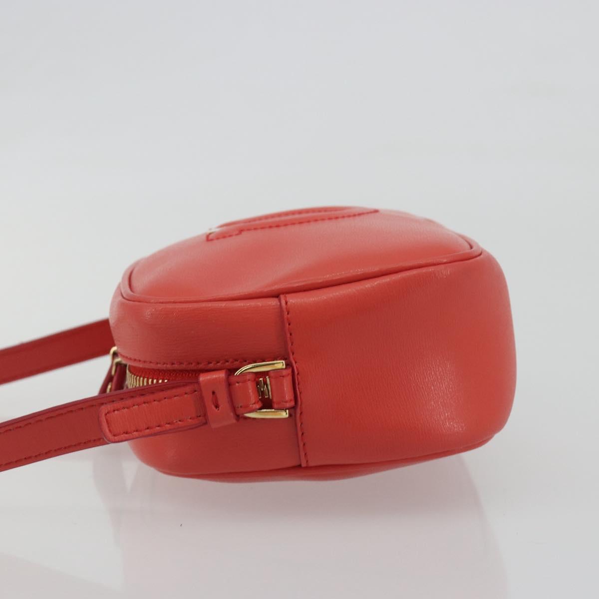 Salvatore Ferragamo Gancini Shoulder Bag Leather Orange Gold Tone Auth ka5544A