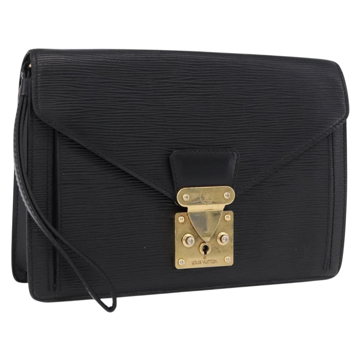 LOUIS VUITTON Epi Sellier Dragonne Clutch Bag Black M52612 LV Auth ka5547