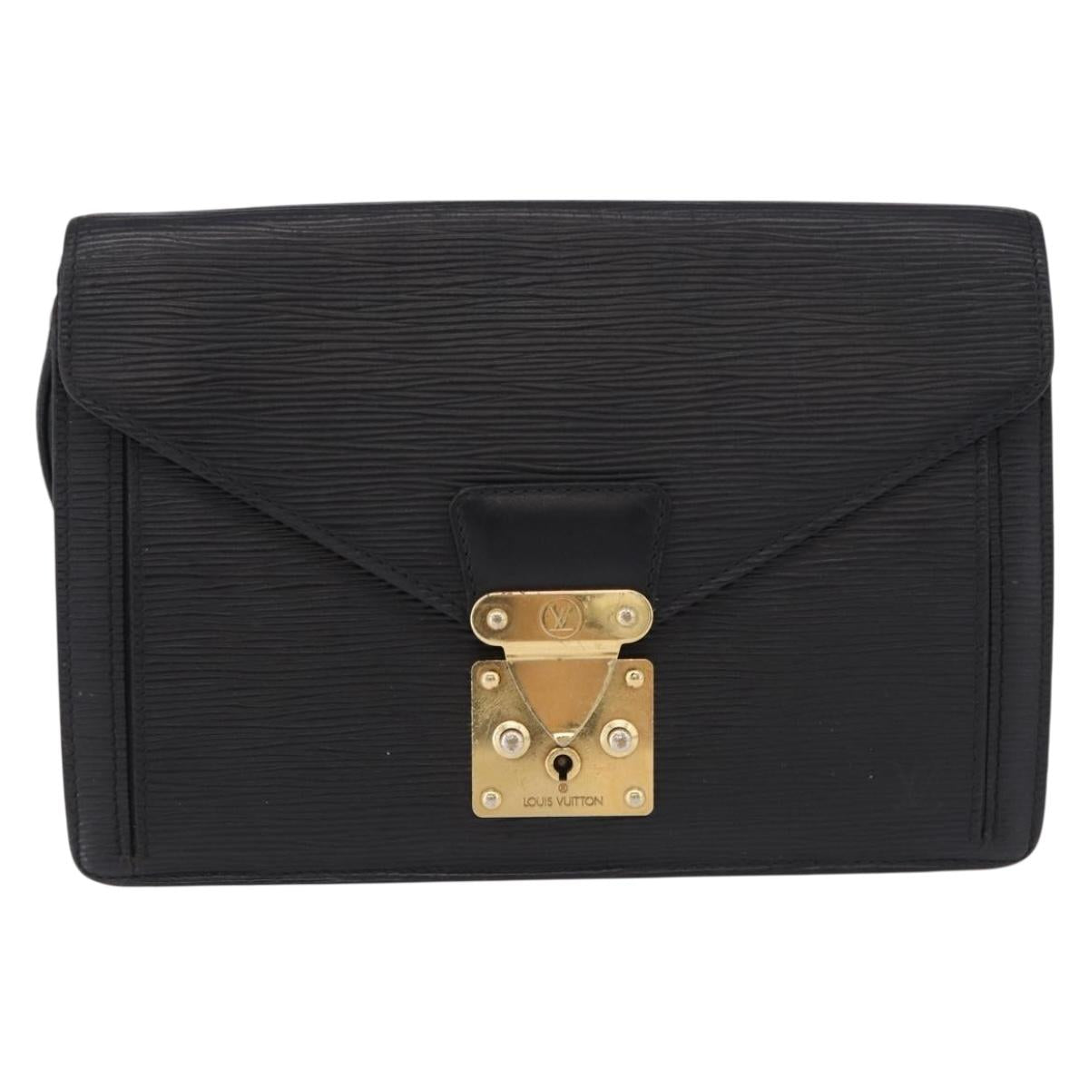 LOUIS VUITTON Epi Sellier Dragonne Clutch Bag Black M52612 LV Auth ka5547