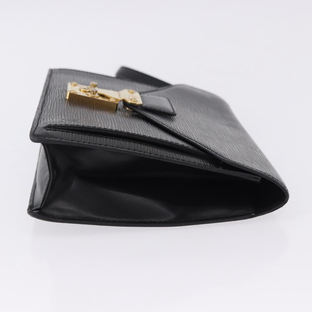 LOUIS VUITTON Epi Sellier Dragonne Clutch Bag Black M52612 LV Auth ka5547