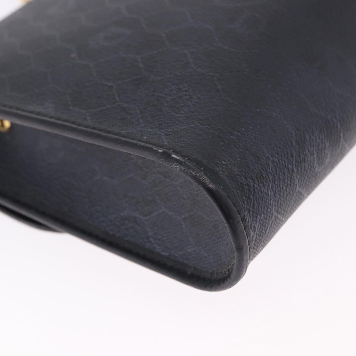 Christian Dior Honeycomb Chain Shoulder Bag PVC Leather Black Gold Auth ka5548