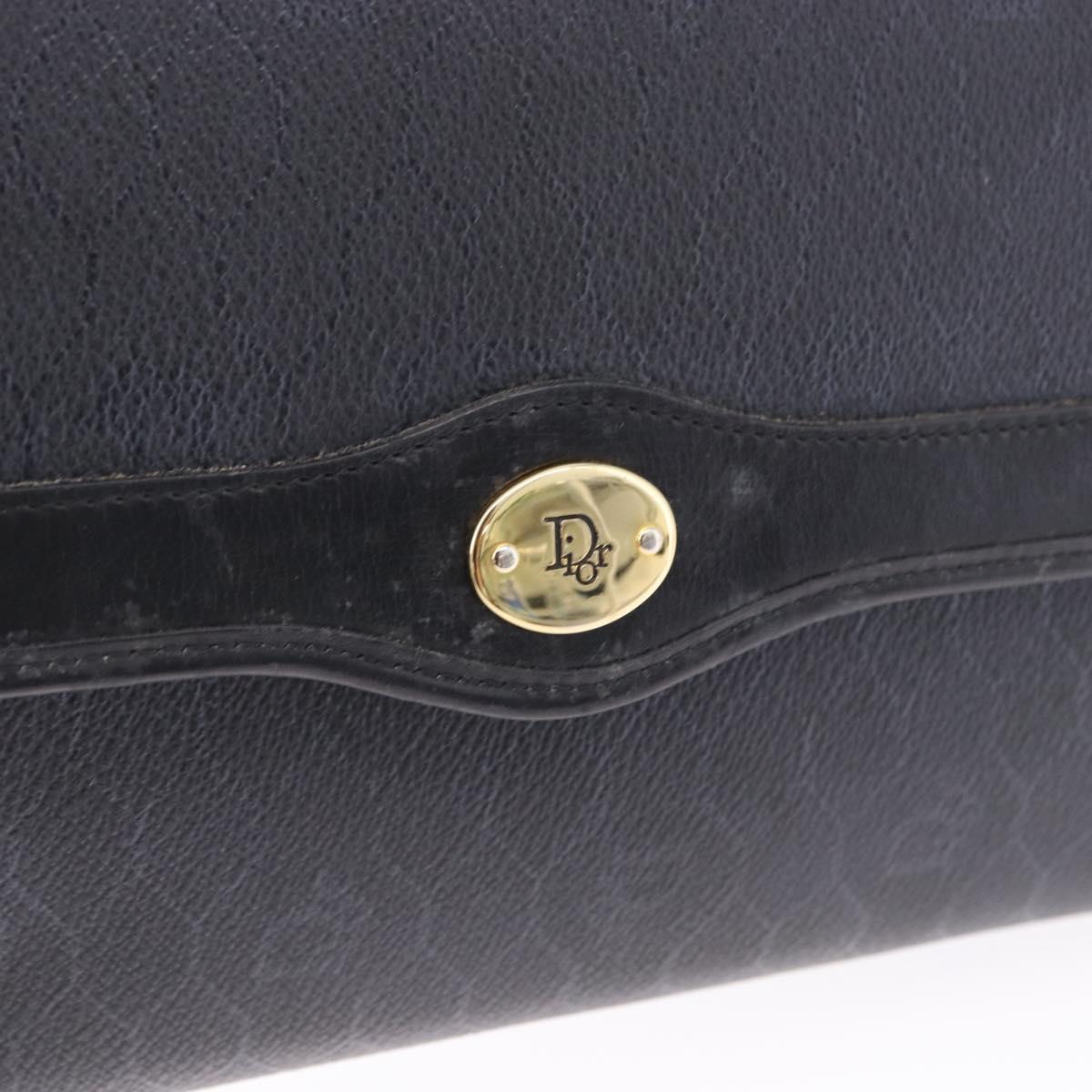 Christian Dior Honeycomb Chain Shoulder Bag PVC Leather Black Gold Auth ka5548