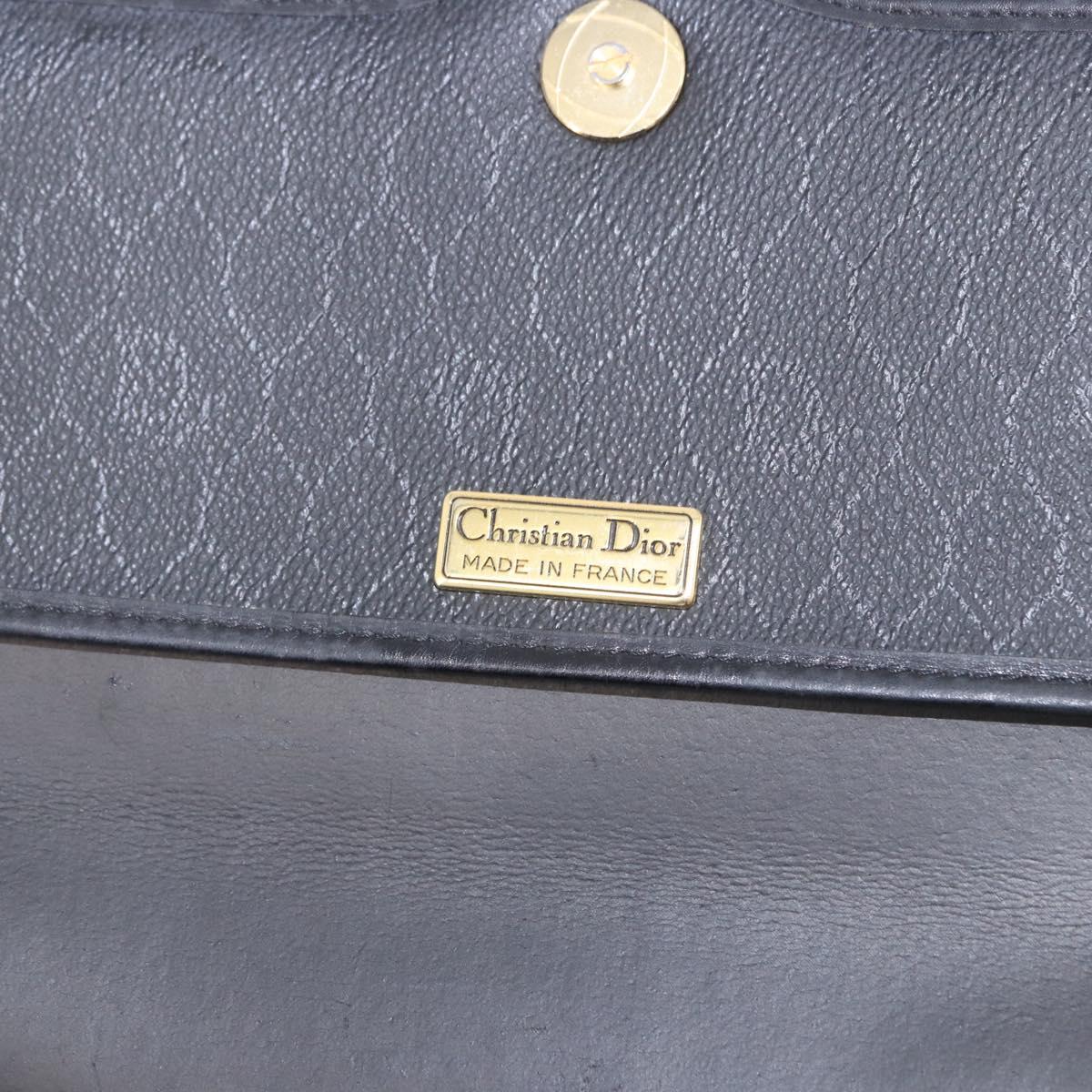 Christian Dior Honeycomb Chain Shoulder Bag PVC Leather Black Gold Auth ka5548