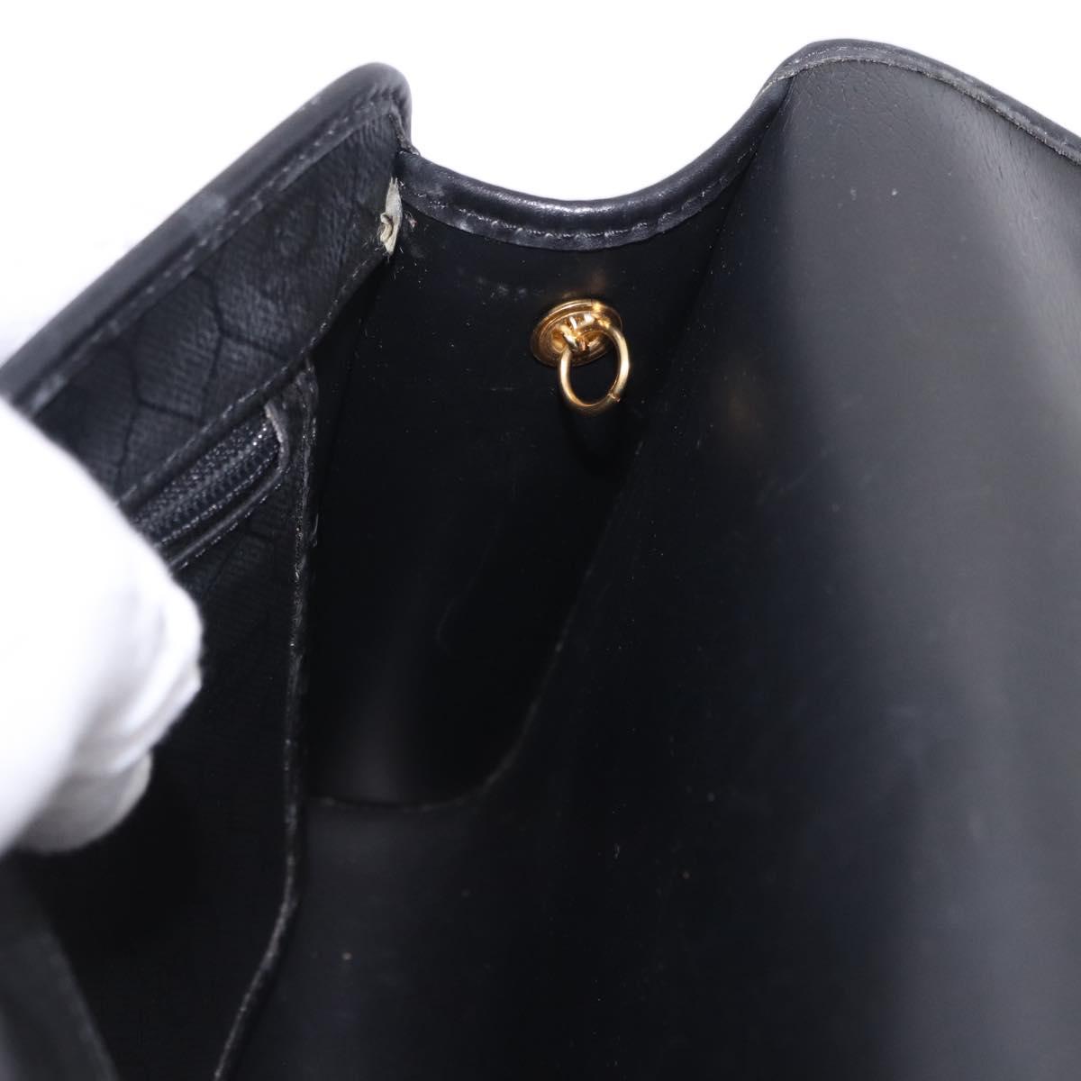 Christian Dior Honeycomb Chain Shoulder Bag PVC Leather Black Gold Auth ka5548