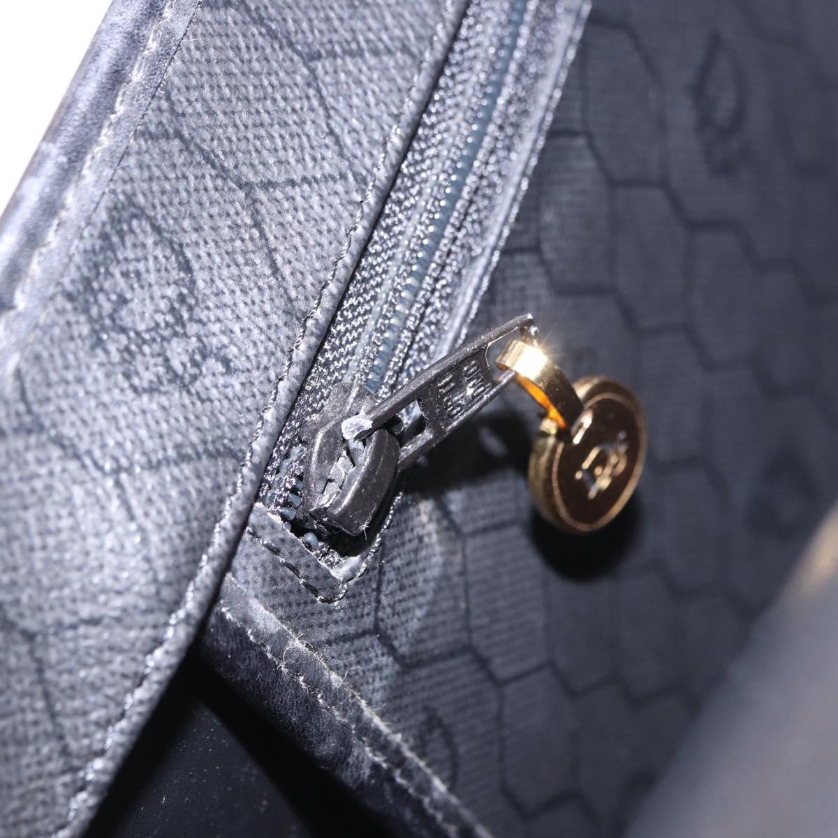 Christian Dior Honeycomb Chain Shoulder Bag PVC Leather Black Gold Auth ka5548