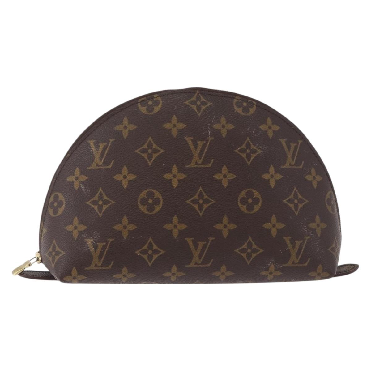 LOUIS VUITTON Monogram Trousse Demi Ronde Cosmetic Pouch M47520 LV Auth ka5552