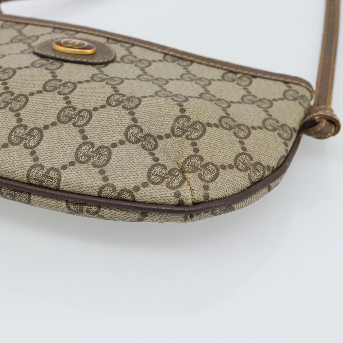 GUCCI GG Supreme Shoulder Bag PVC Leather Beige Gold Tone 904 02 020 Auth ka5554