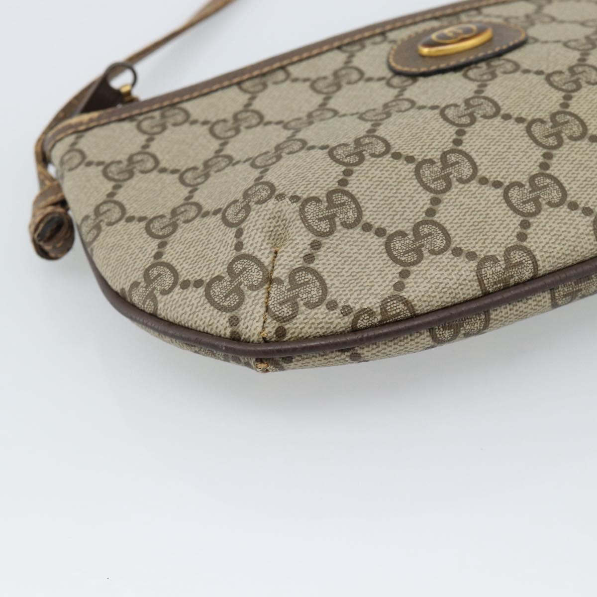 GUCCI GG Supreme Shoulder Bag PVC Leather Beige Gold Tone 904 02 020 Auth ka5554