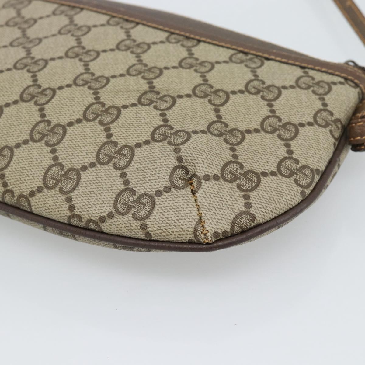 GUCCI GG Supreme Shoulder Bag PVC Leather Beige Gold Tone 904 02 020 Auth ka5554