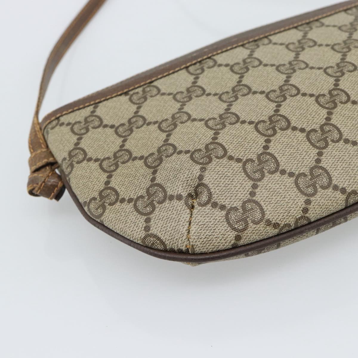 GUCCI GG Supreme Shoulder Bag PVC Leather Beige Gold Tone 904 02 020 Auth ka5554
