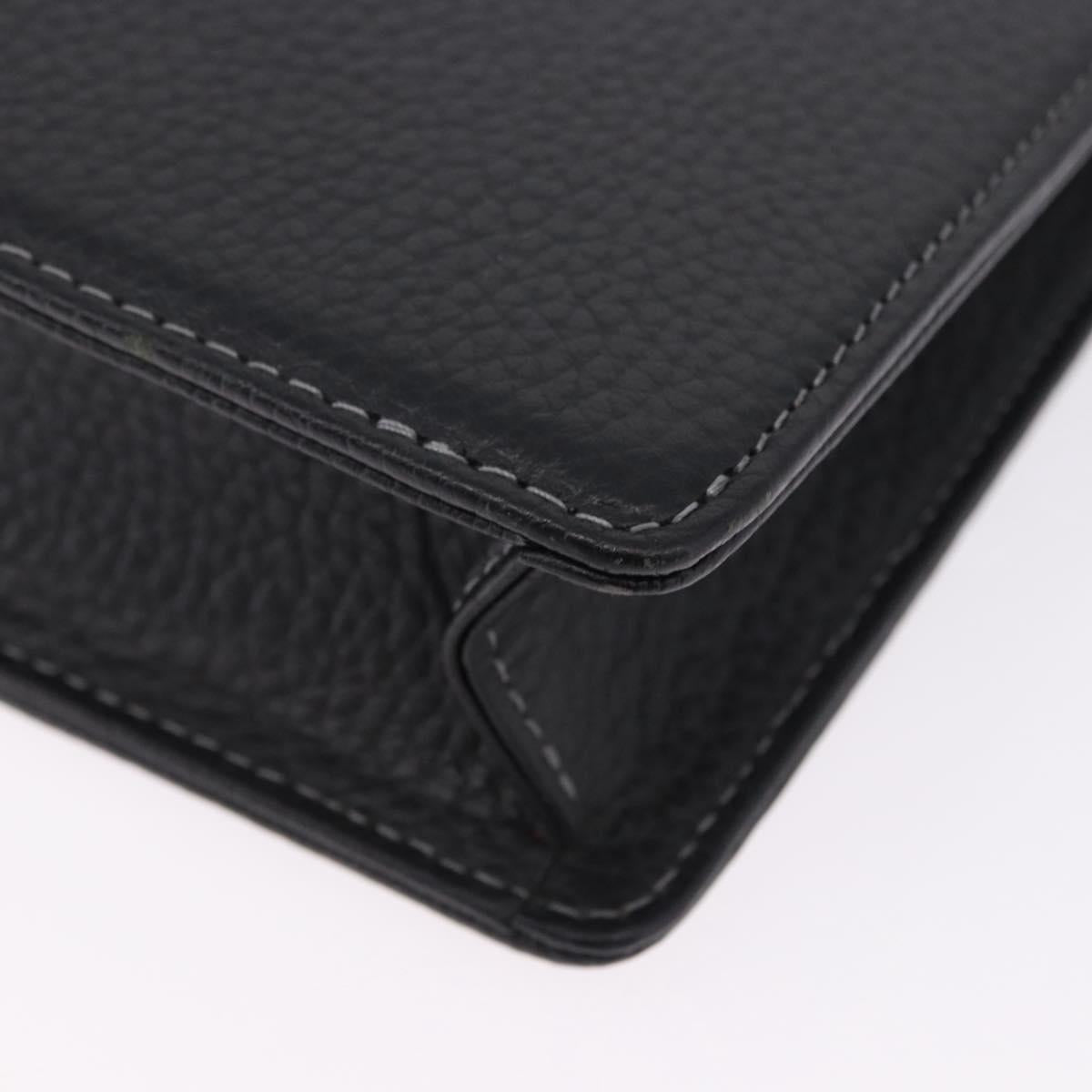 BURBERRY Business Bag Leather Black Silver Auth ka5555A