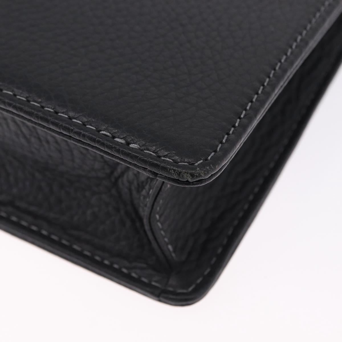 BURBERRY Business Bag Leather Black Silver Auth ka5555A