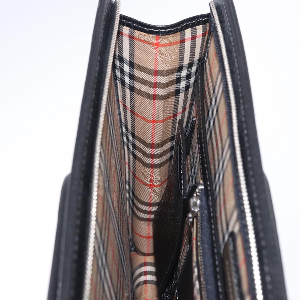 BURBERRY Business Bag Leather Black Silver Auth ka5555A