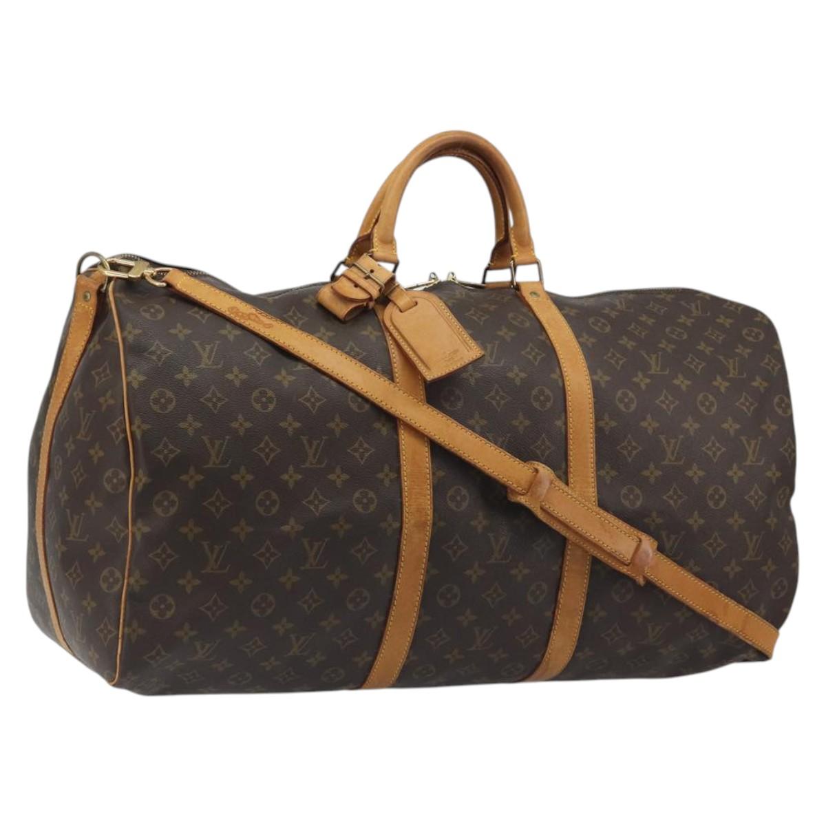 LOUIS VUITTON Monogram Keepall Bandouliere 60 Boston Bag M41412 LV Auth ka5556