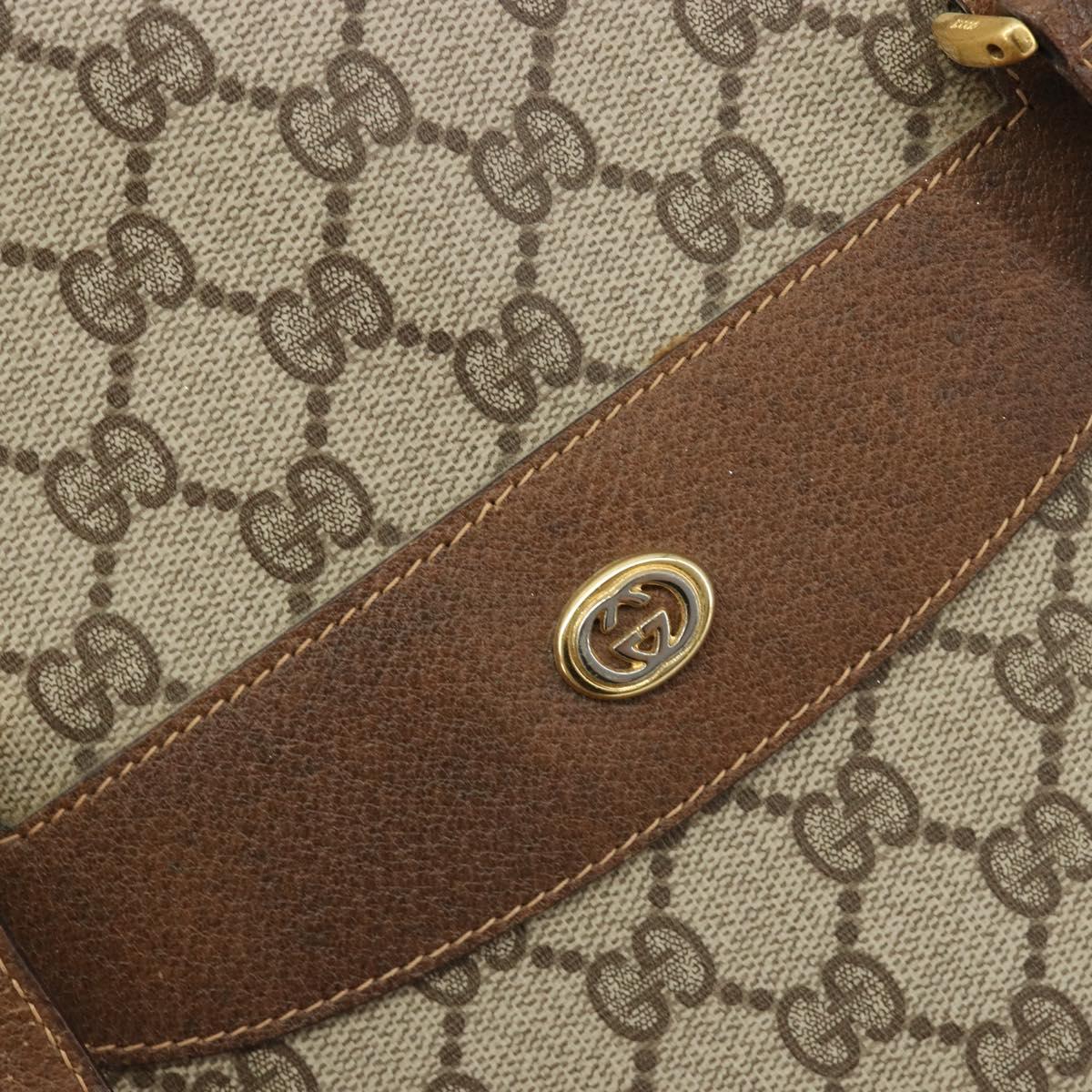 GUCCI GG Supreme Tote Bag PVC Leather Beige Gold Tone 39 02 061 Auth ka5559