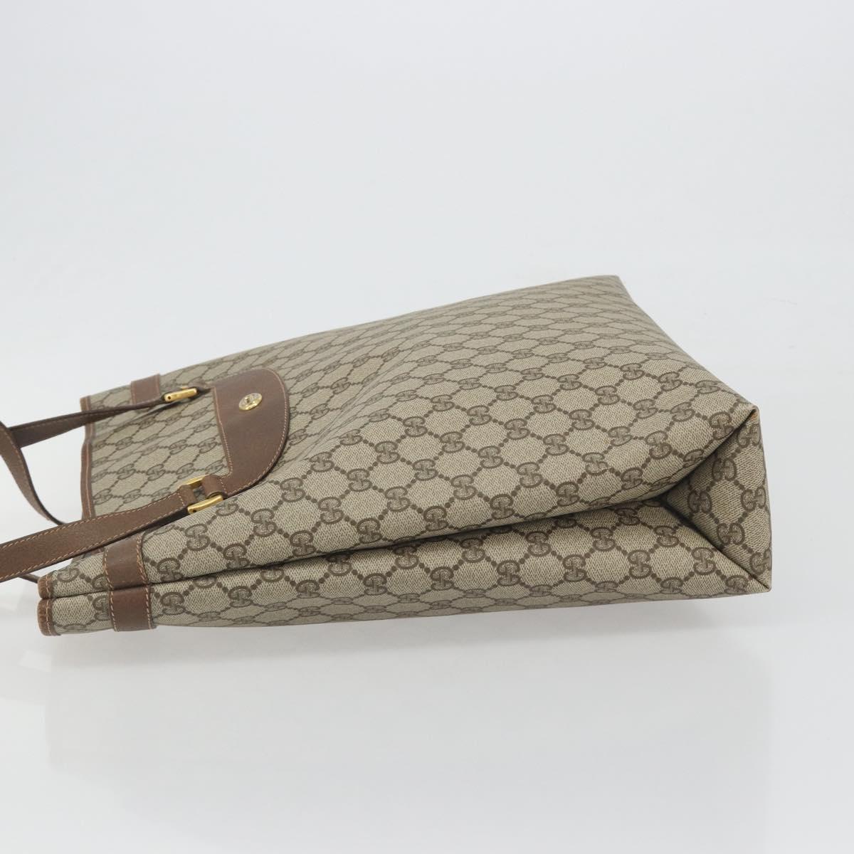 GUCCI GG Supreme Tote Bag PVC Leather Beige Gold Tone 39 02 061 Auth ka5559