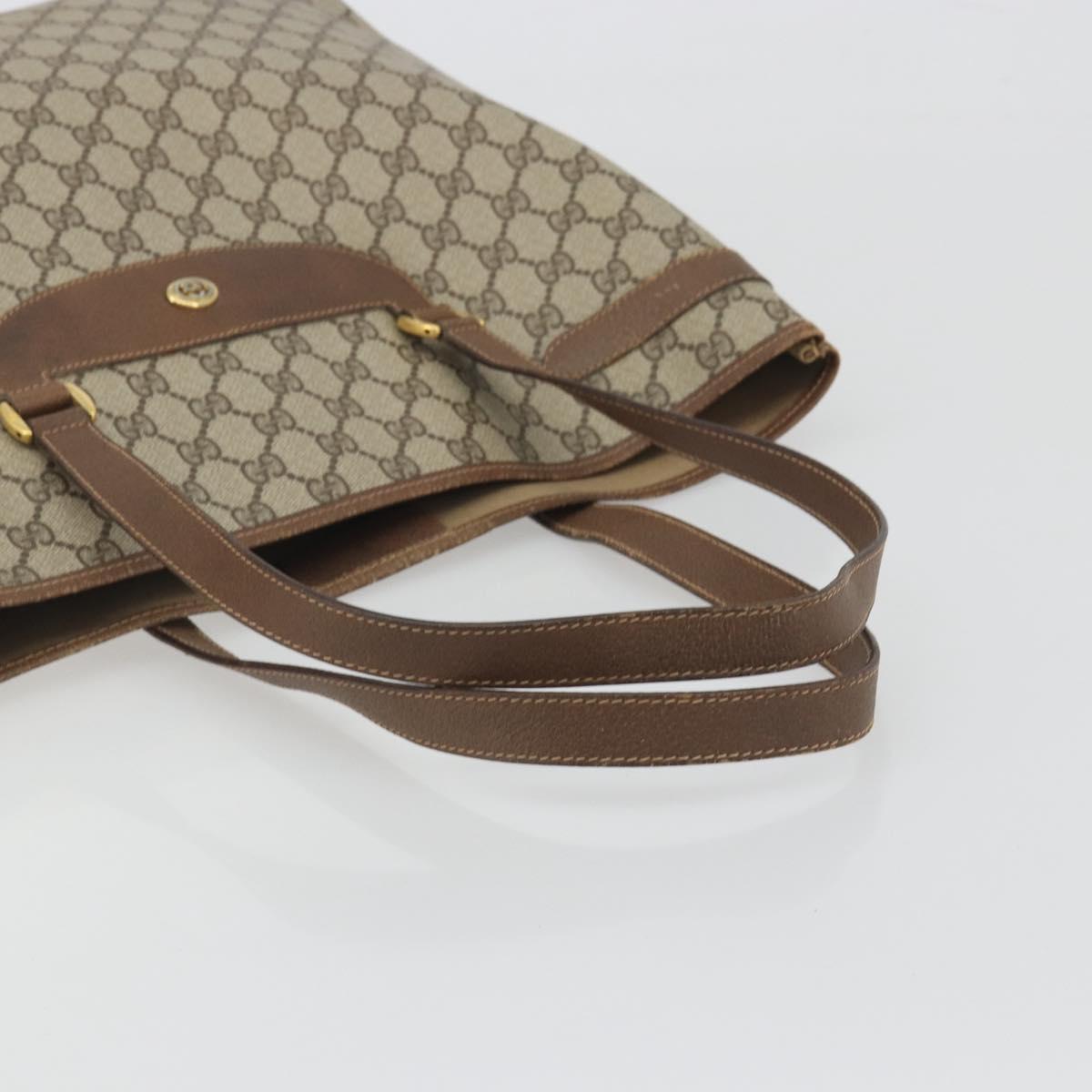 GUCCI GG Supreme Tote Bag PVC Leather Beige Gold Tone 39 02 061 Auth ka5559
