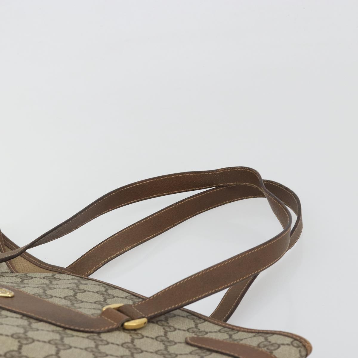 GUCCI GG Supreme Tote Bag PVC Leather Beige Gold Tone 39 02 061 Auth ka5559