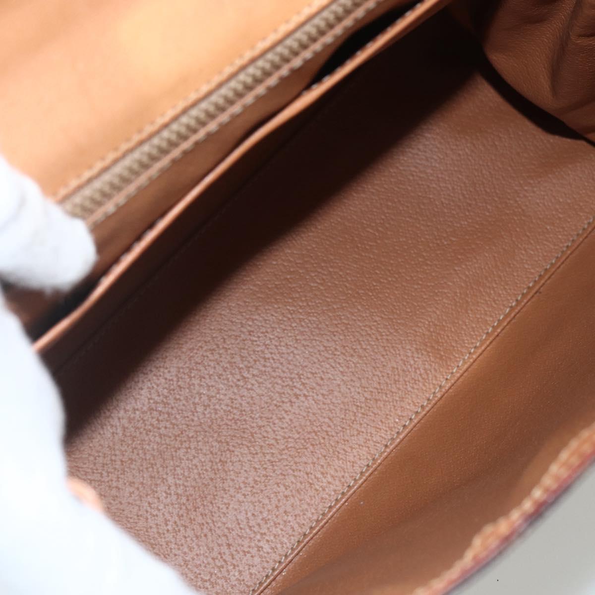 CELINE Macadam Canvas Hand Bag PVC Leather Brown Gold Auth ka556