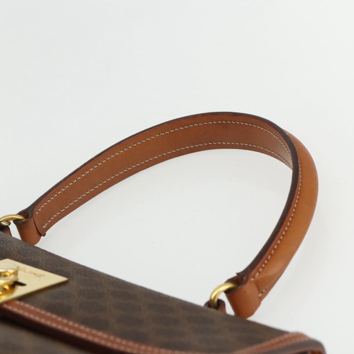 CELINE Macadam Canvas Hand Bag PVC Leather Brown Gold Auth ka556