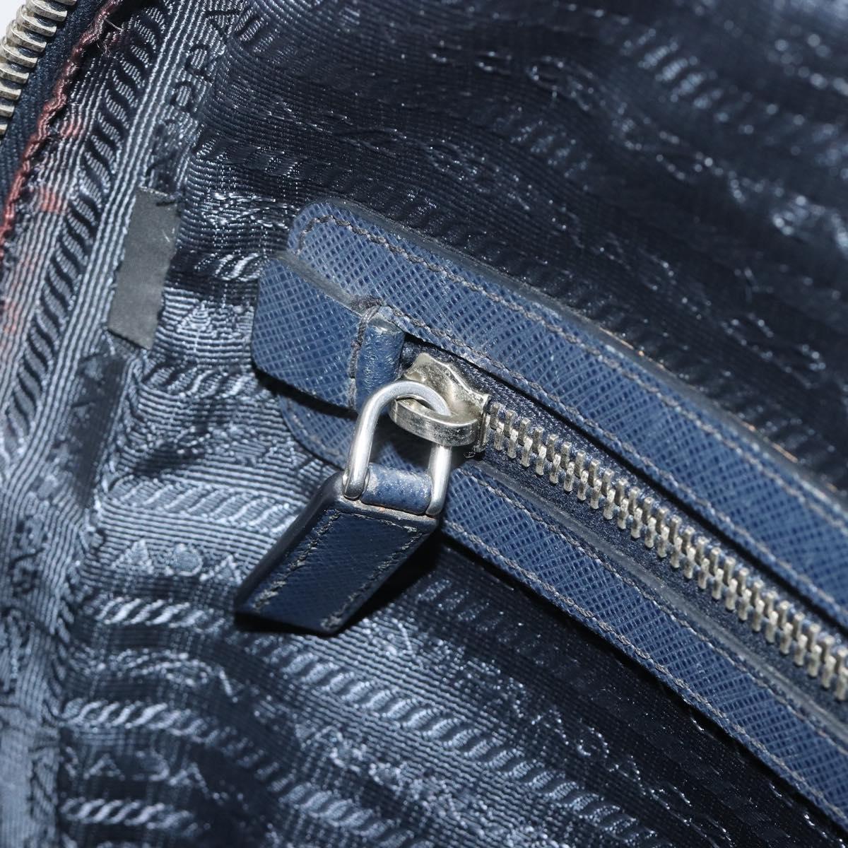 PRADA Saffiano Business Bag Navy Silver Auth ka5567A