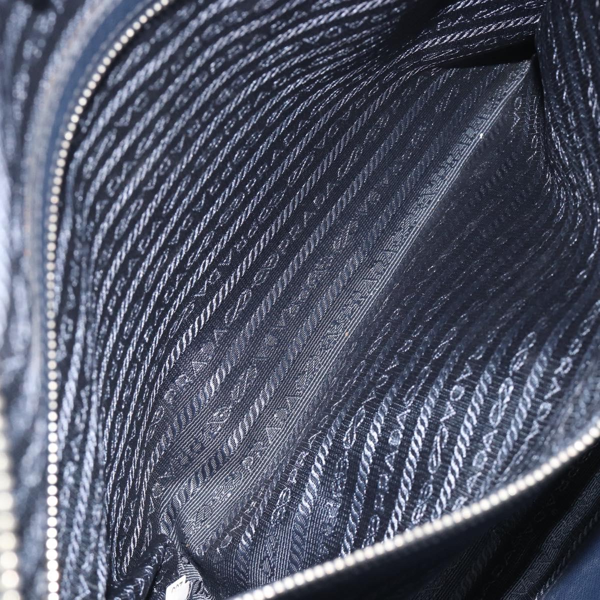 PRADA Saffiano Business Bag Navy Silver Auth ka5567A