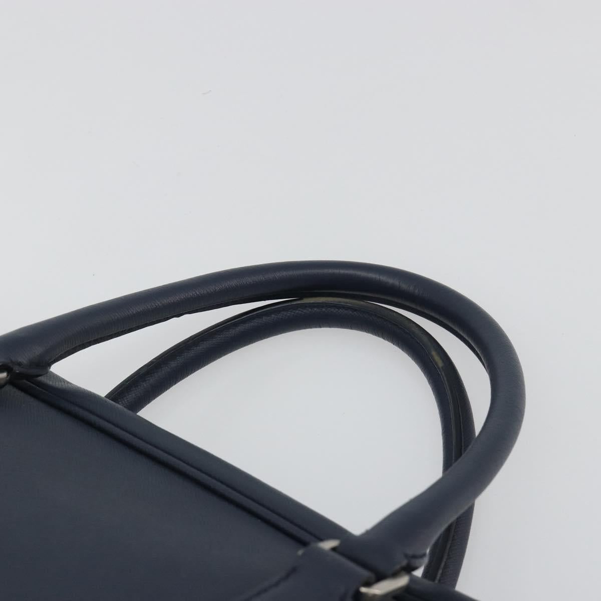 PRADA Saffiano Business Bag Navy Silver Auth ka5567A