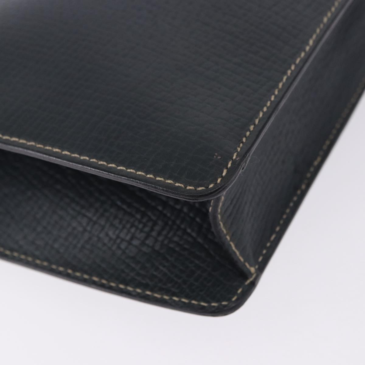 LOEWE Clutch Bag Leather Green Gold Tone Auth ka5568