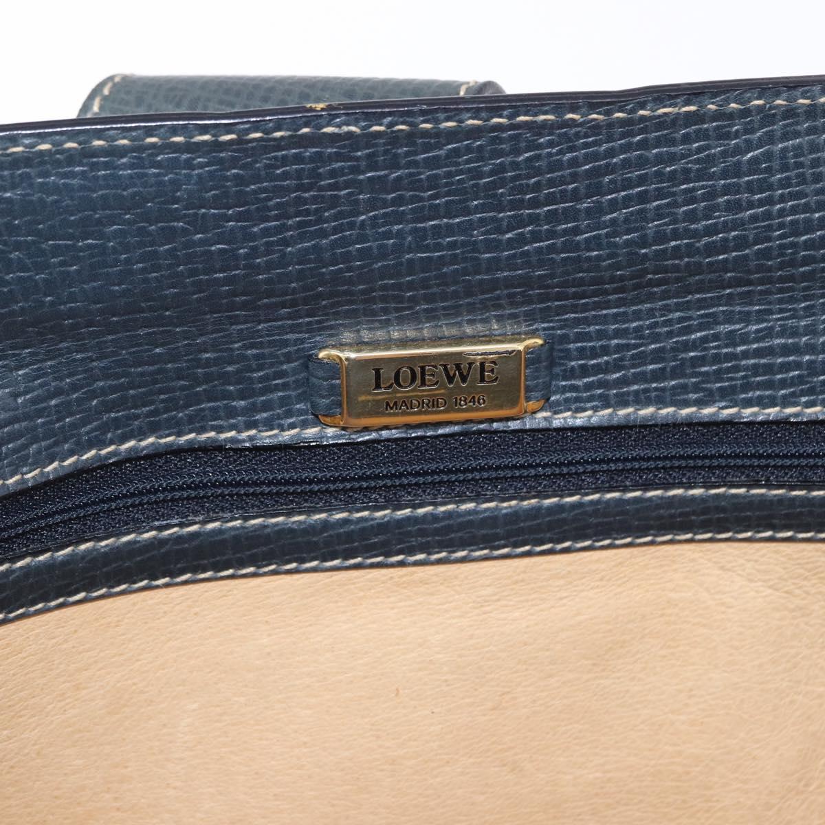 LOEWE Clutch Bag Leather Green Gold Tone Auth ka5568