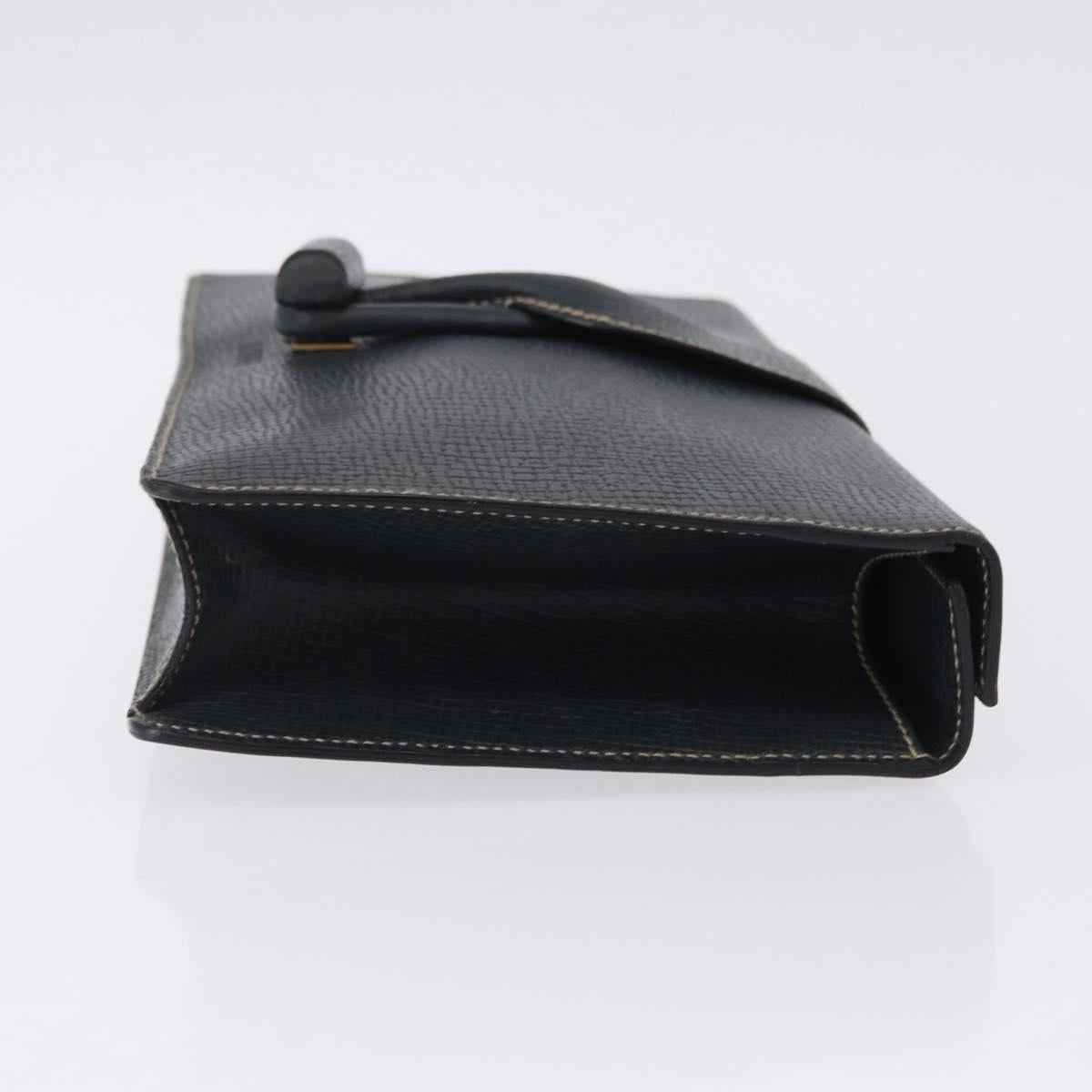 LOEWE Clutch Bag Leather Green Gold Tone Auth ka5568