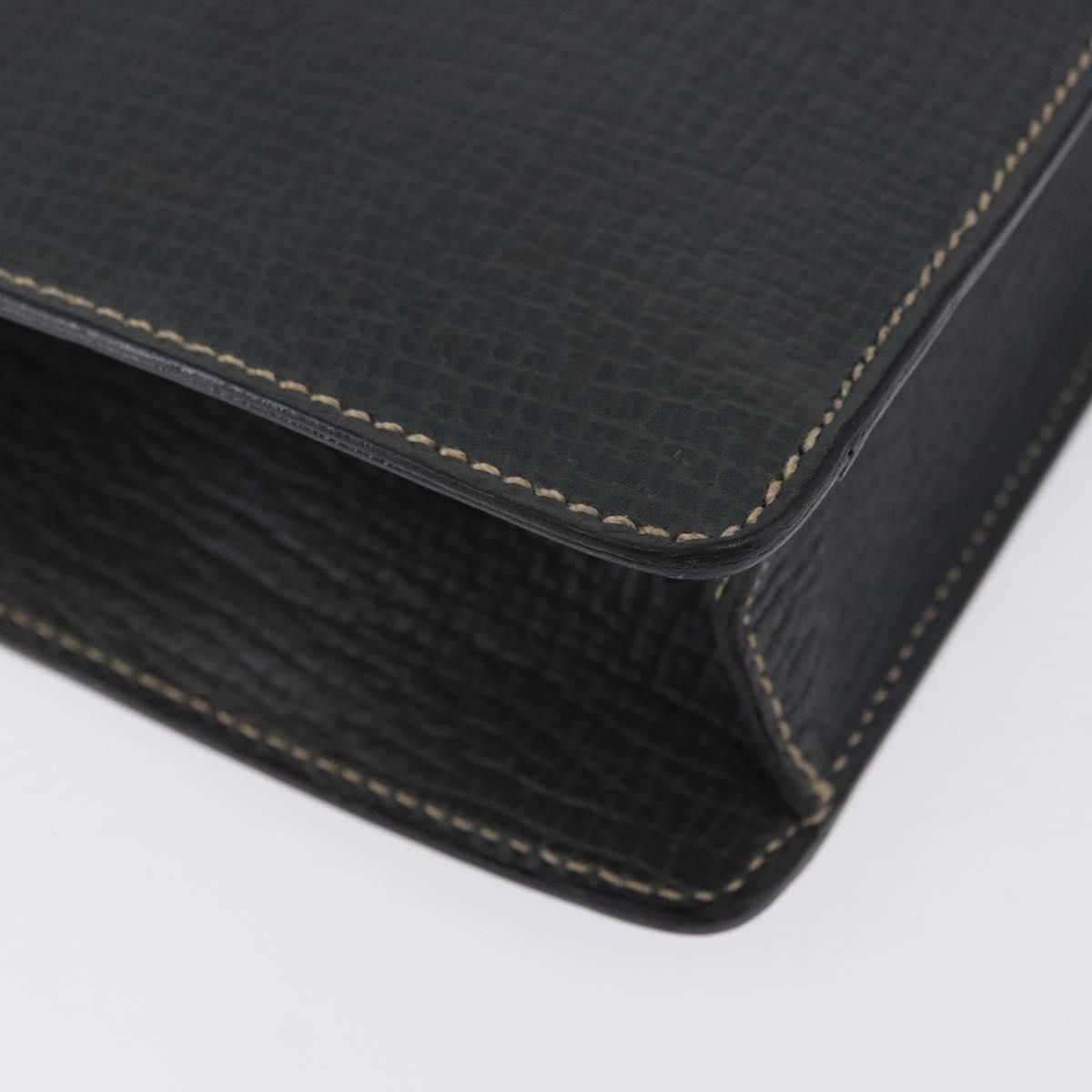 LOEWE Clutch Bag Leather Green Gold Tone Auth ka5568