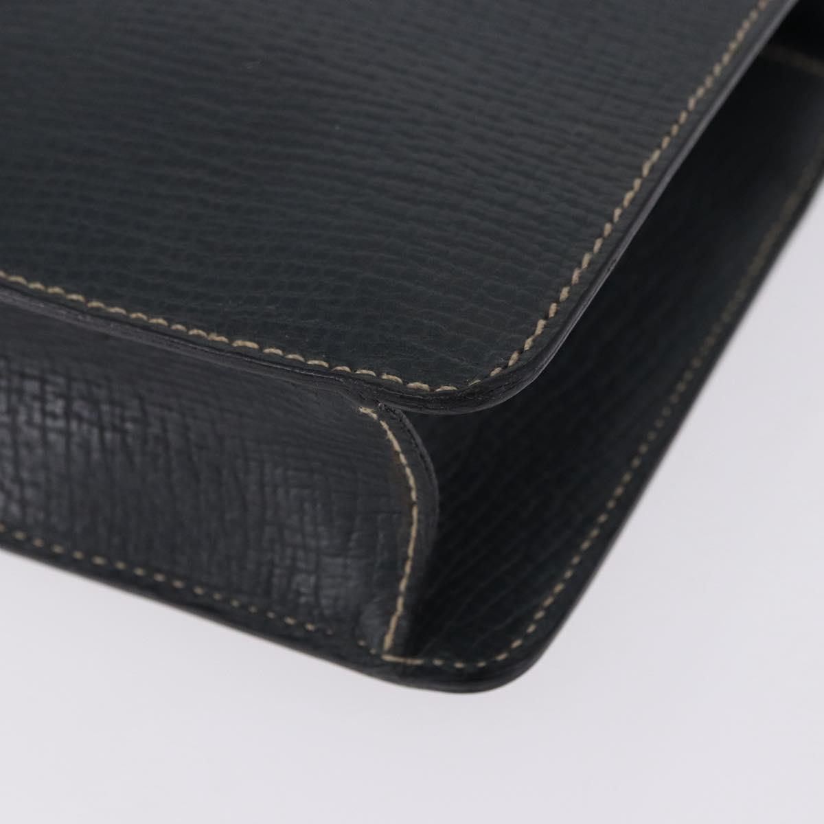 LOEWE Clutch Bag Leather Green Gold Tone Auth ka5568
