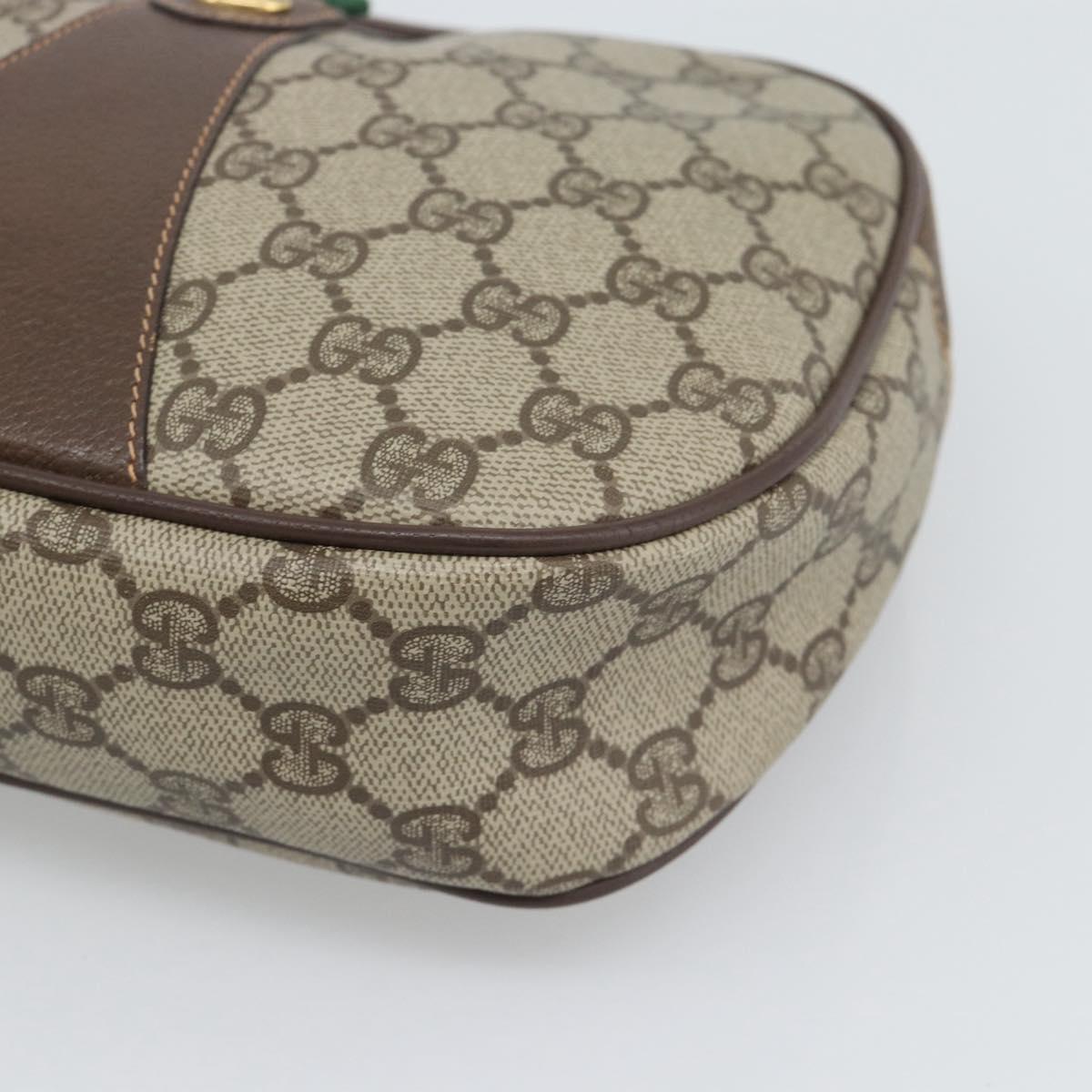 GUCCI GG Supreme Web Sherry Line Clutch Bag PVC Beige 156 01 034 Auth ka5569