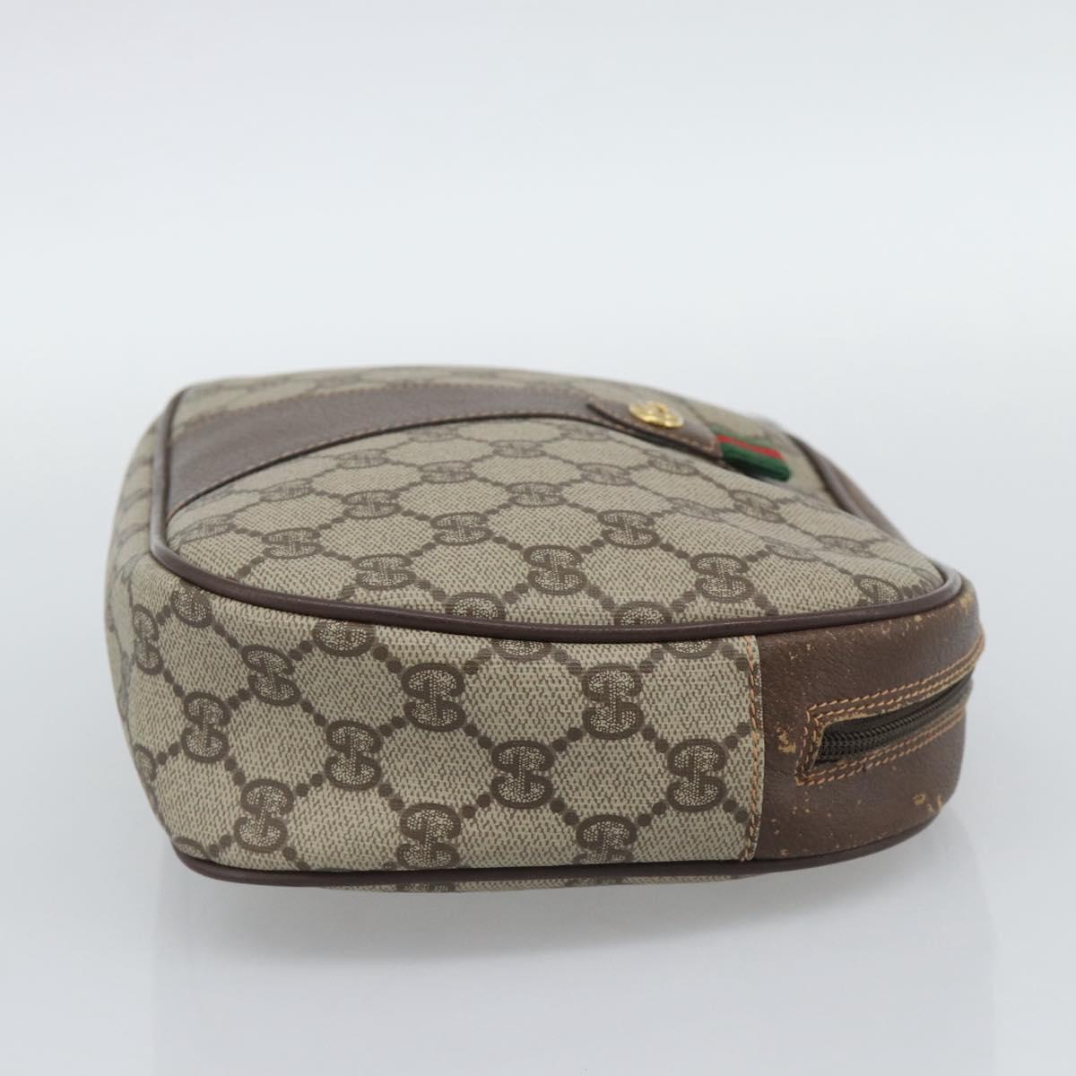 GUCCI GG Supreme Web Sherry Line Clutch Bag PVC Beige 156 01 034 Auth ka5569