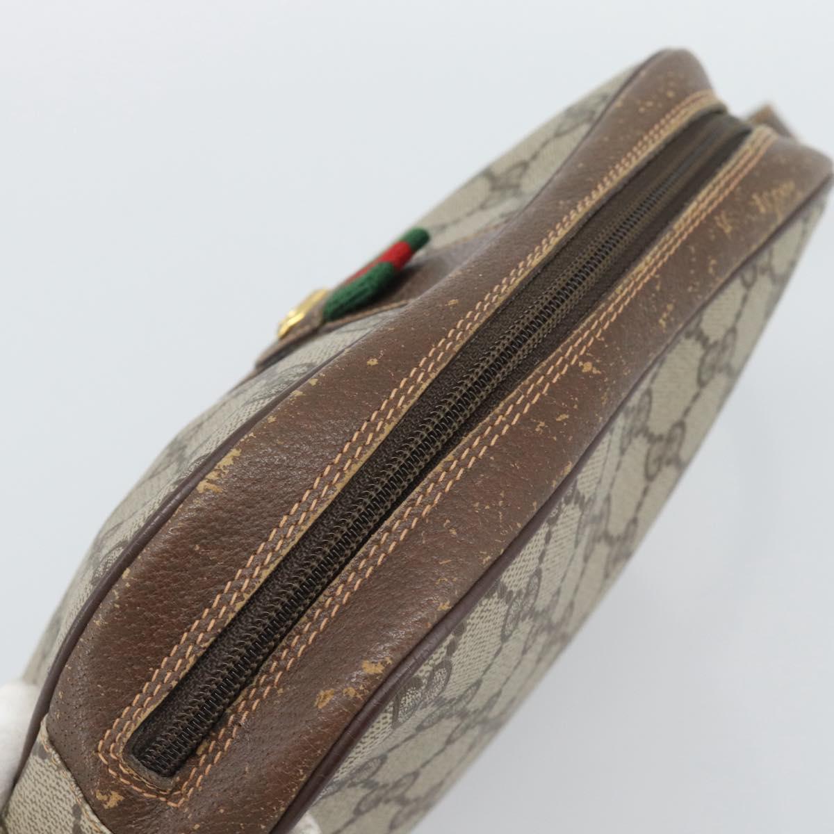 GUCCI GG Supreme Web Sherry Line Clutch Bag PVC Beige 156 01 034 Auth ka5569