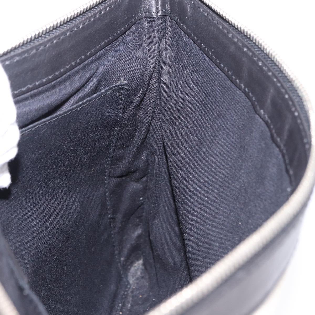 BALENCIAGA Navy Clip M Clutch Bag Canvas White Black 373834 Auth ka5572