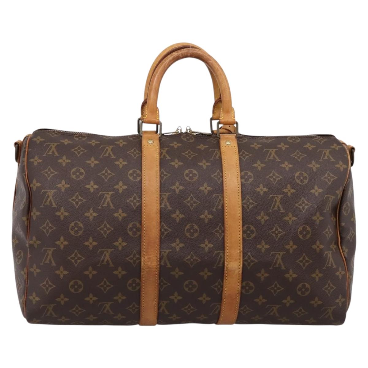 LOUIS VUITTON Monogram Keepall Bandouliere 45 Boston Bag M41418 LV Auth ka5578