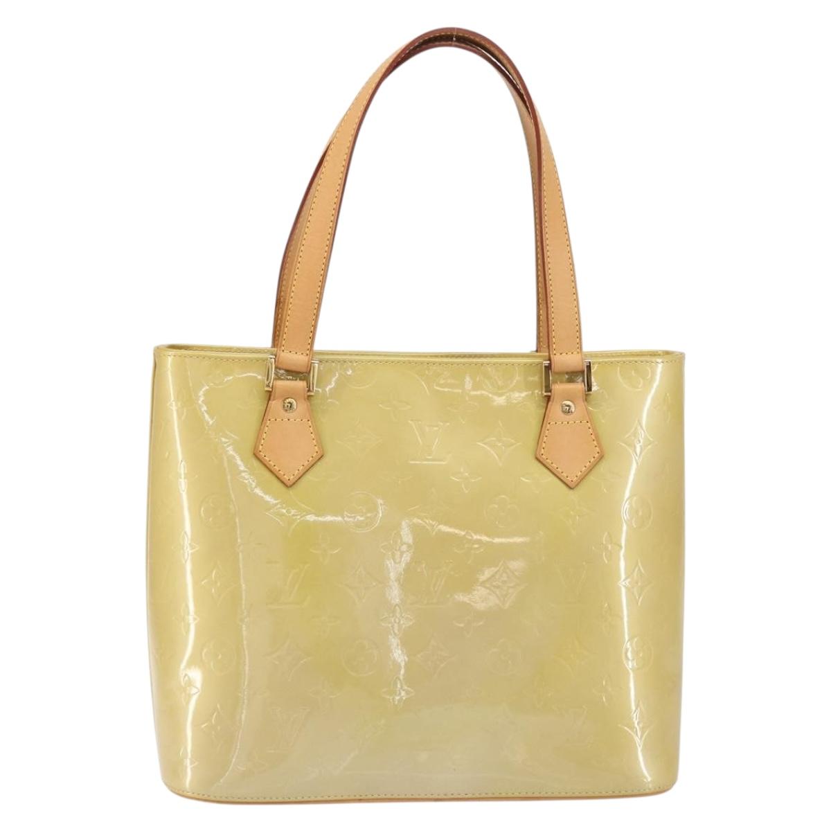 LOUIS VUITTON Monogram Vernis Houston Hand Bag Beige M91004 LV Auth ka558