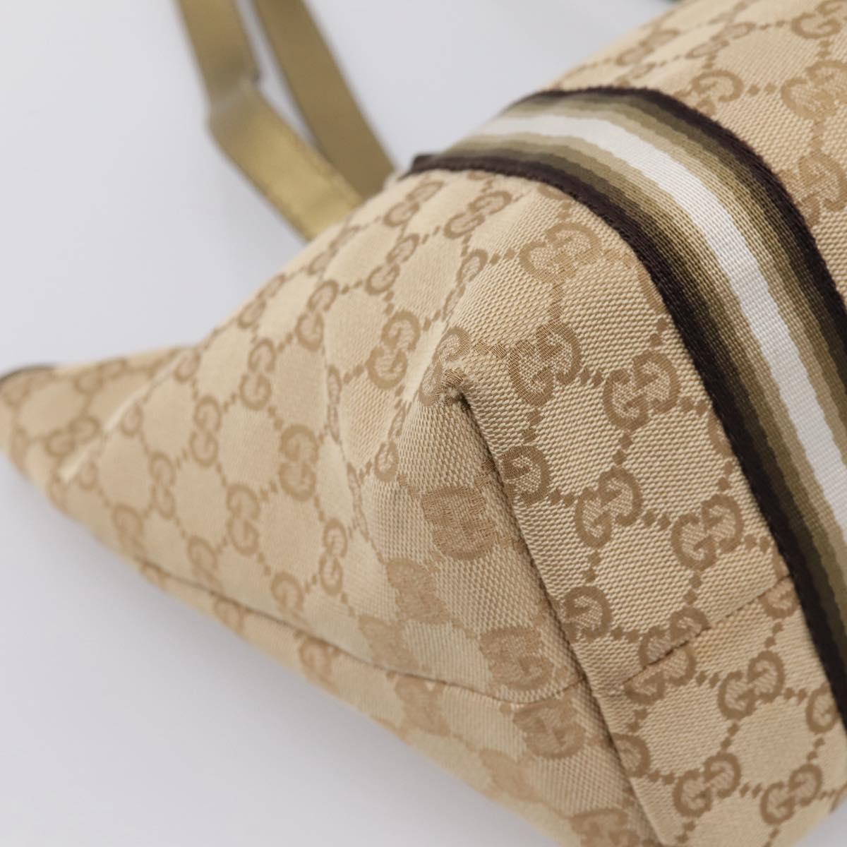 GUCCI GG Canvas Sherry Line Hand Bag Beige Gold 137396 Auth ka5582