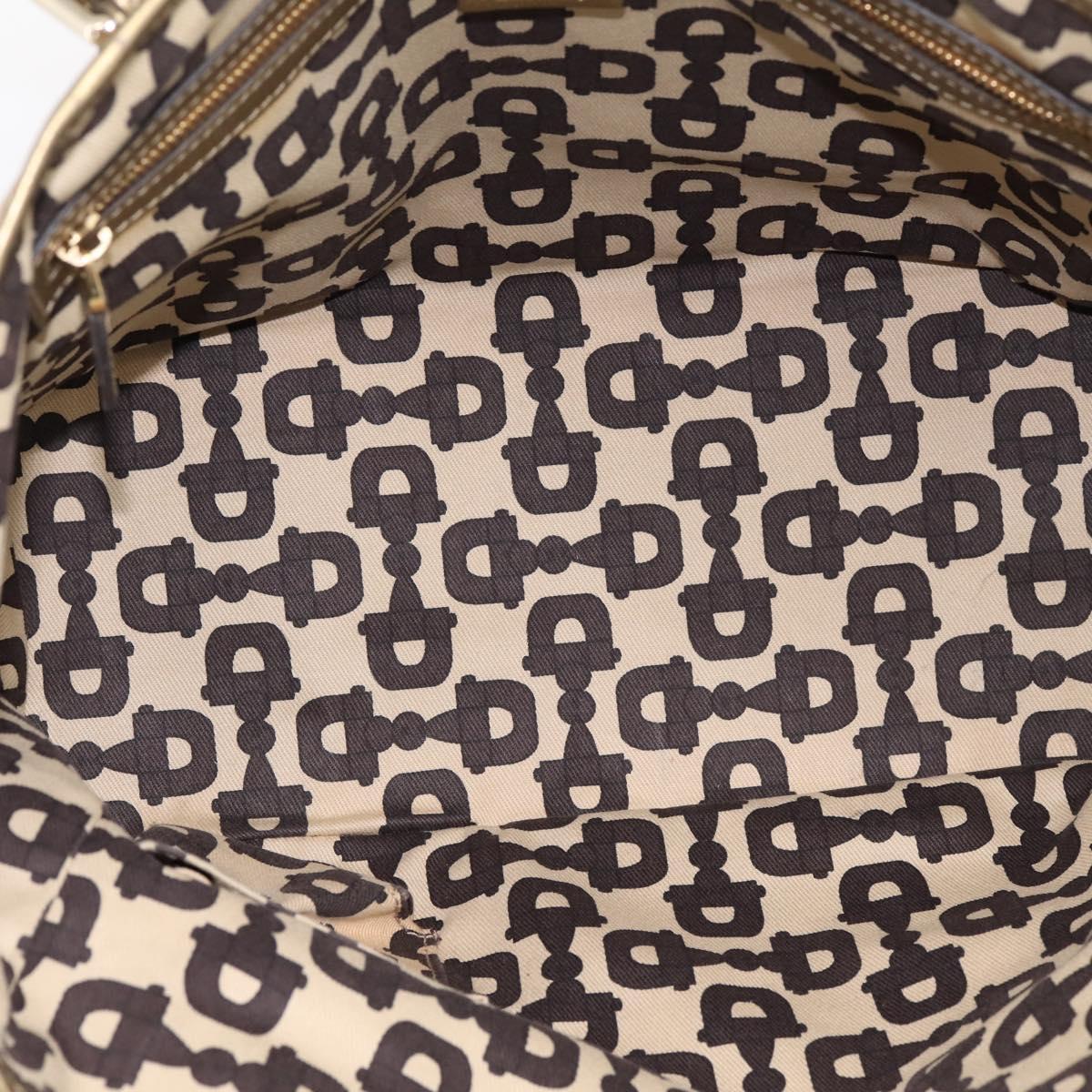 GUCCI GG Canvas Sherry Line Hand Bag Beige Gold 137396 Auth ka5582