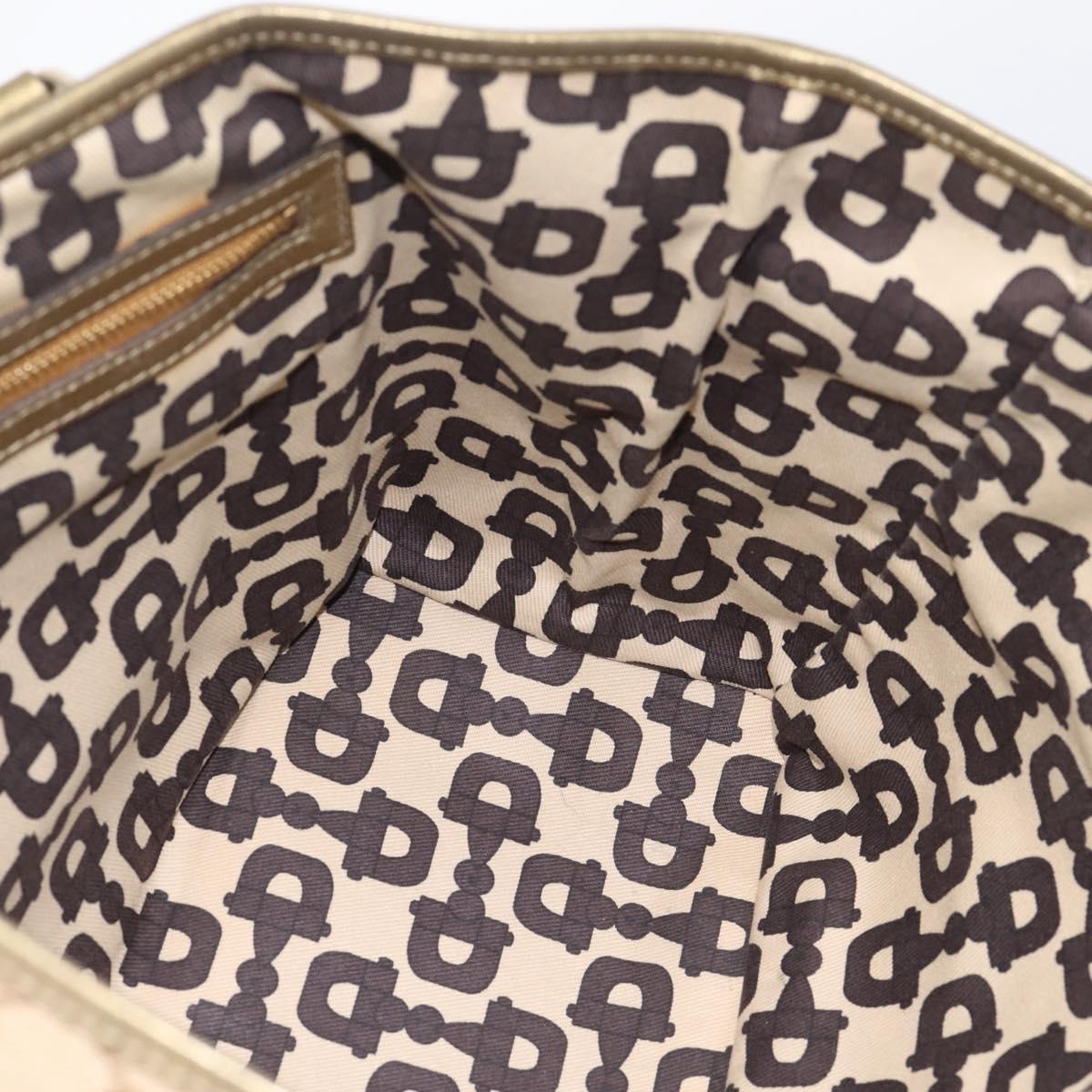 GUCCI GG Canvas Sherry Line Hand Bag Beige Gold 137396 Auth ka5582