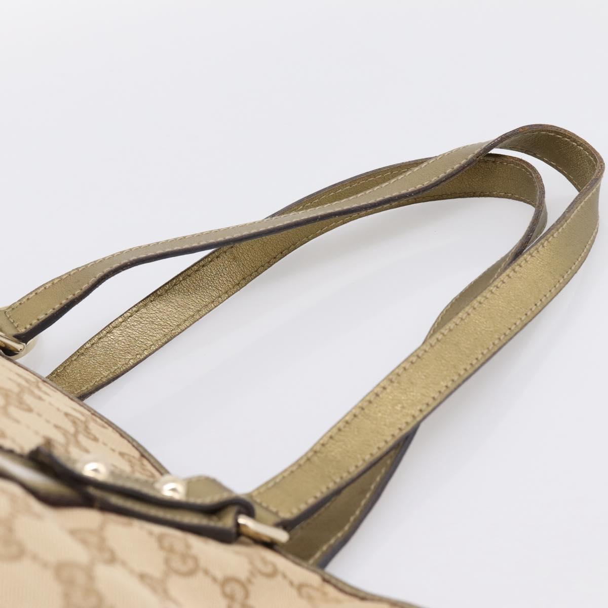 GUCCI GG Canvas Sherry Line Hand Bag Beige Gold 137396 Auth ka5582