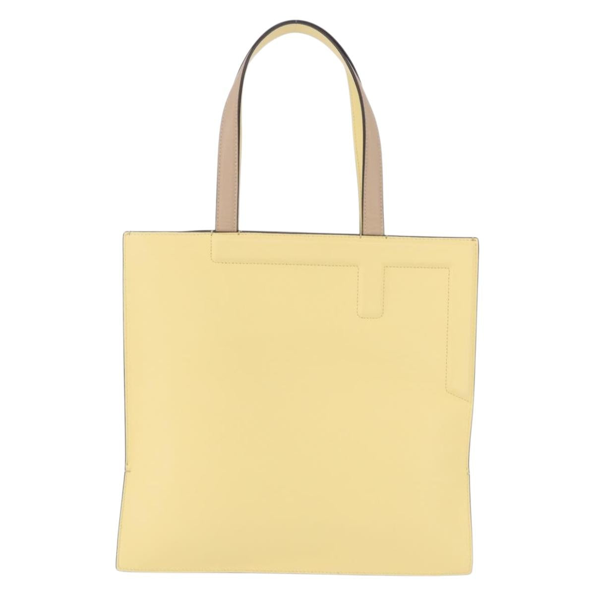 FENDI Tote Bag Leather Yellow Auth ka5585V