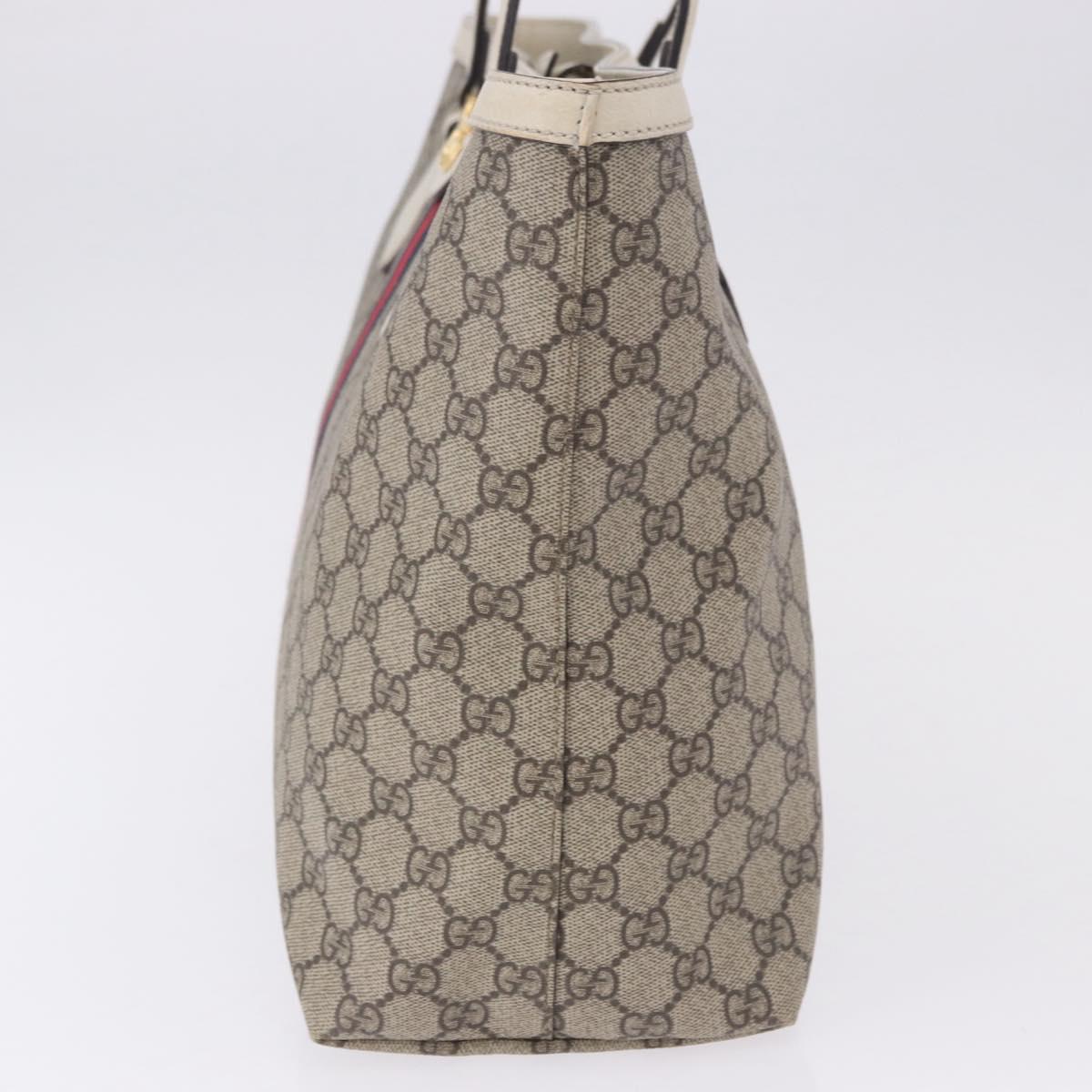 GUCCI GG Supreme Sherry Line Tote Bag PVC Beige Gold 631685 Auth ka5586