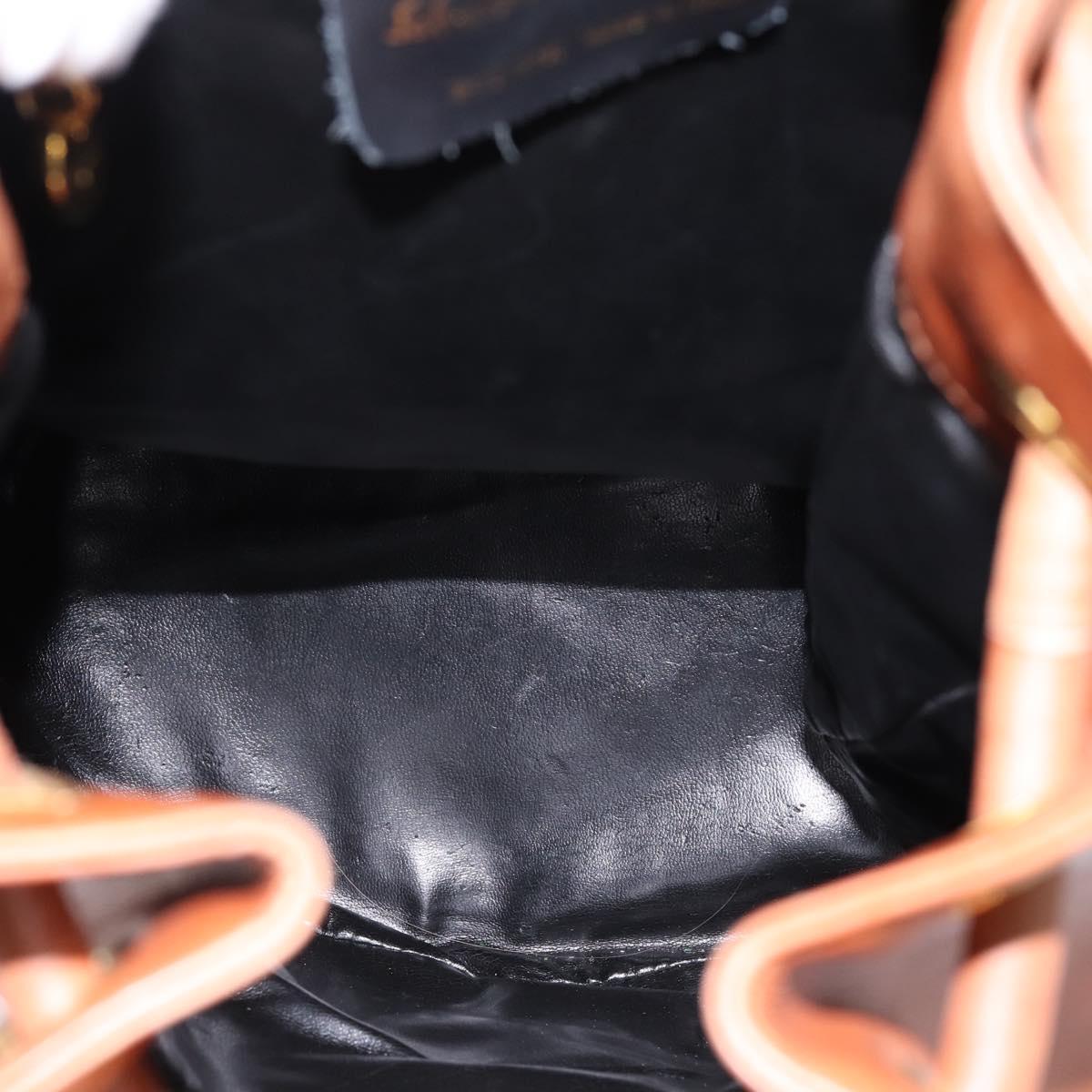 Salvatore Ferragamo Vala Backpack Leather Brown Gold Auth ka5589